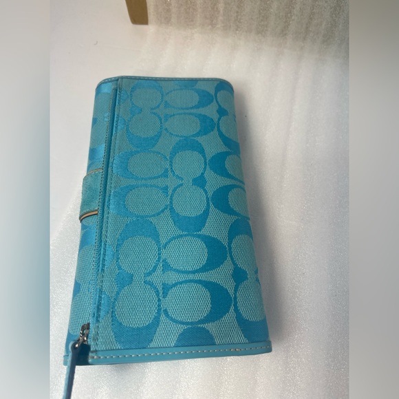 Coach Teal Signature Women's Wallet - Picture 5 of 16